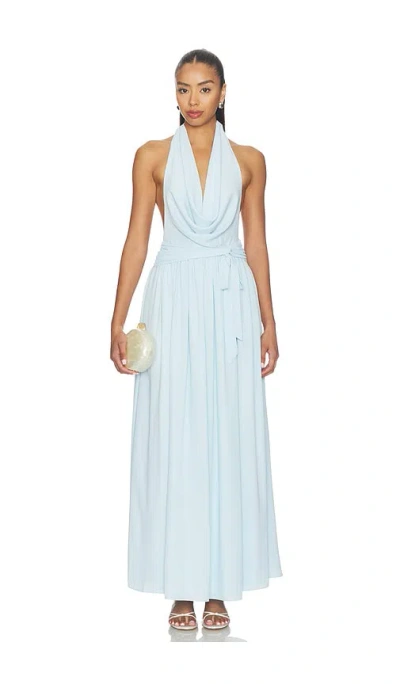 More To Come Athena Drape Maxi Dress In Blue