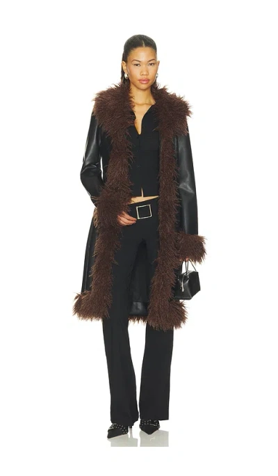 More To Come Athena Shaggy Coat In Black