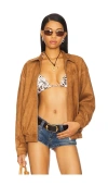 More To Come Bella Faux Suede Fringe Jacket In 酱色