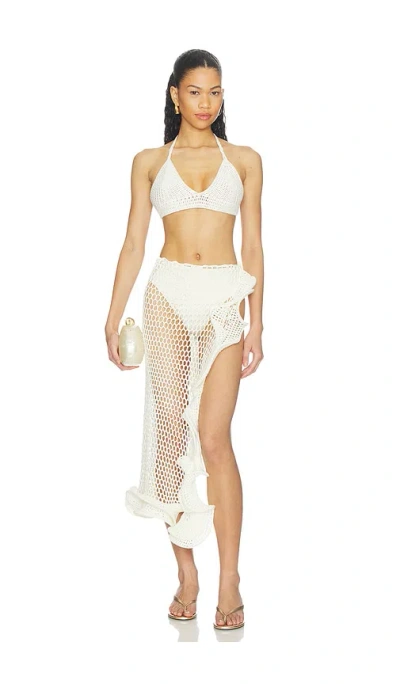 More To Come Blossom Crochet Skirt Set In White