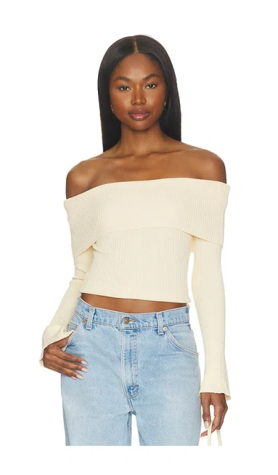 More To Come Candace Off Shoulder Sweater In Beige