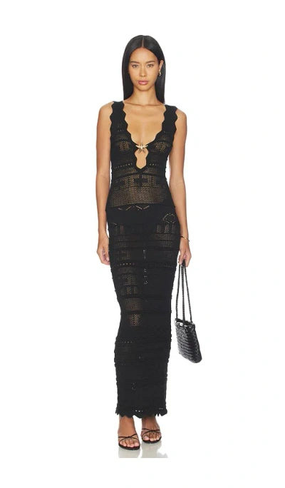More To Come Cattleya Crochet Maxi Dress In Black