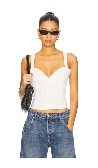 More To Come Chloe Lace Up Back Top In White