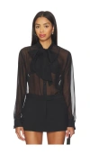 More To Come Cinrella Sheer Top In Black