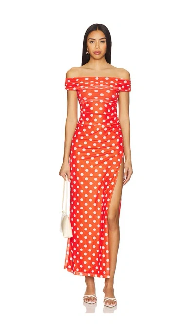 More To Come Cora Maxi Dress In 红色&白色