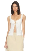 More To Come Cristal Tie Front Top In White