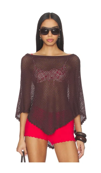 More To Come Daleyza Poncho Top In Brown