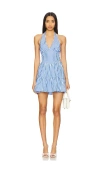 More To Come Davina Halter Midi Dress In 蓝色条纹