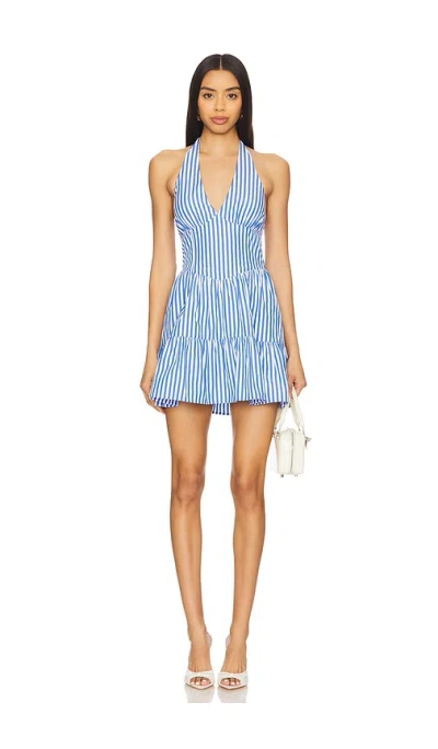 More To Come Davina Halter Midi Dress In 蓝色条纹