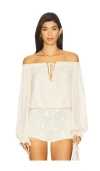 More To Come Davina Off Shoulder Top In Neutral