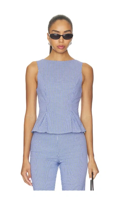More To Come Drea Peplum Top In Blue