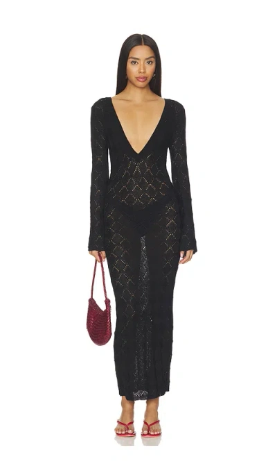 More To Come Dylan Deep V Maxi Dress In Black