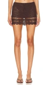 More To Come Elliana Crochet Mini Skirt In Brown