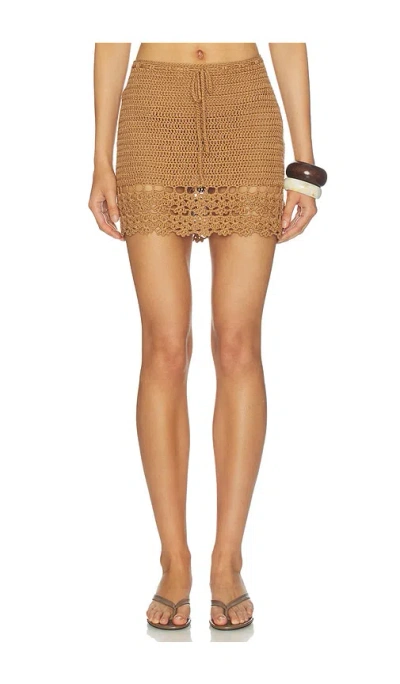 More To Come Elliana Crochet Mini Skirt In Gold