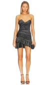 More To Come Emerie Ruffle Strapless Dress In Black Metallic