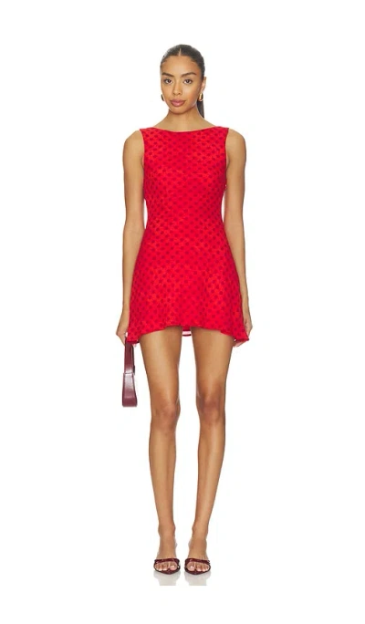 More To Come Farren Boat Neck Mini Dress In Red
