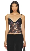 More To Come Fia Lace Cami Top In 黑色印花