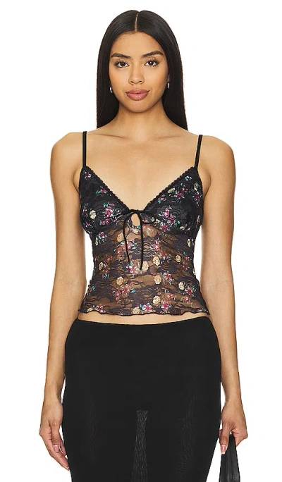 More To Come Fia Lace Cami Top In 黑色印花