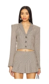 More To Come Florita Crop Blazer In Brown