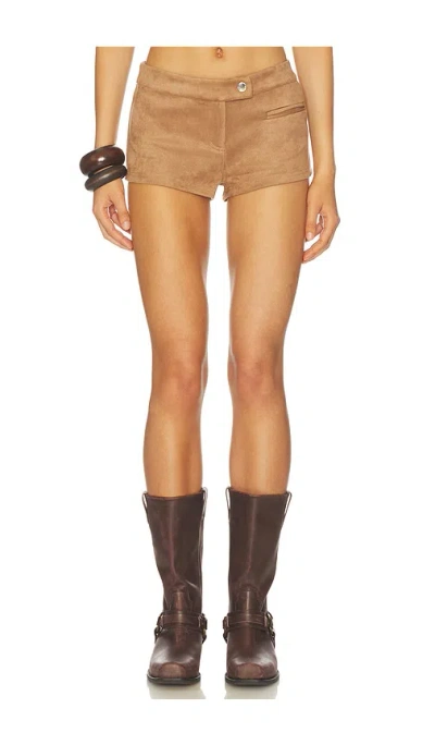 More To Come Graysen Faux Suede Short In Brown