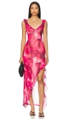 More To Come Jaime Sheer Maxi Dress In 粉红底碎花