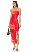 More To Come Jamila Maxi Dress In Red Multi