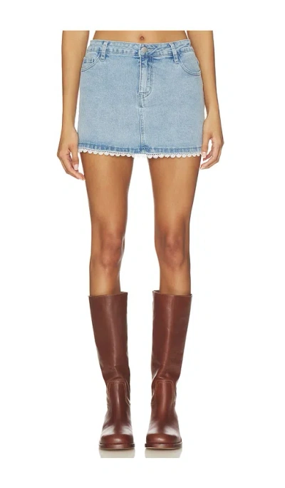 More To Come Karlita Denim Mini Skirt In Blue
