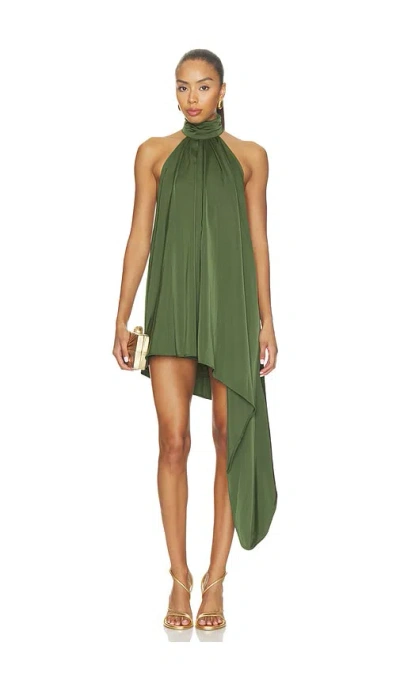 More To Come Katheryn Asymmetrical Mini Dress In Green