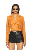 More To Come Kiara Faux Suede Jacket In Burnt Orange