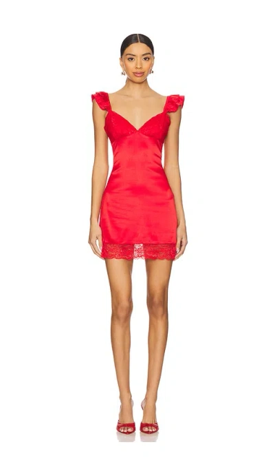 More To Come Kira Lace Mini Dress In 红色