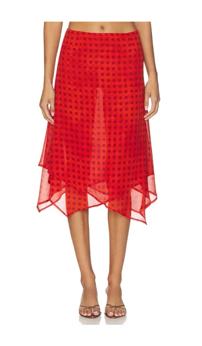 More To Come Landry Midi Skirt In Red