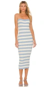 More To Come Lesley Ribbed Strapless Dress In Blue