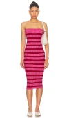 MORE TO COME LESLEY RIBBED STRAPLESS DRESS