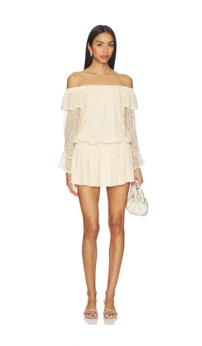 More To Come Libbie Off Shoulder Mini Dress In Neutral