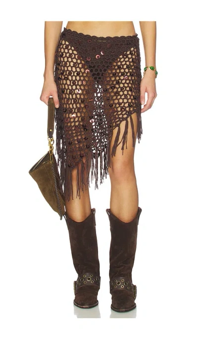 More To Come Lorelai Crochet Skirt In Brown