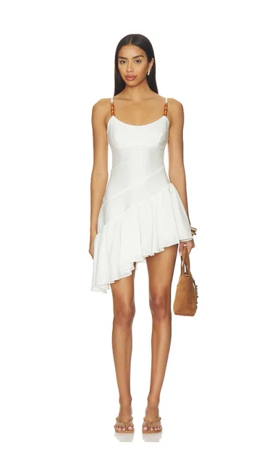 More To Come Mahika Asymmetrical Mini Dress In White