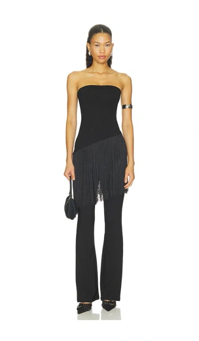 More To Come Martini Fringe Top In Black