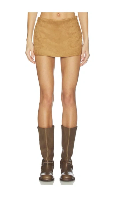 More To Come Meliya Faux Suede Skort In Brown