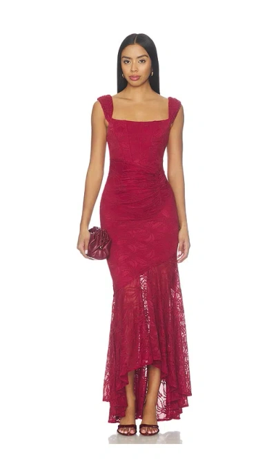 More To Come Micah Corset Dress In Burgundy