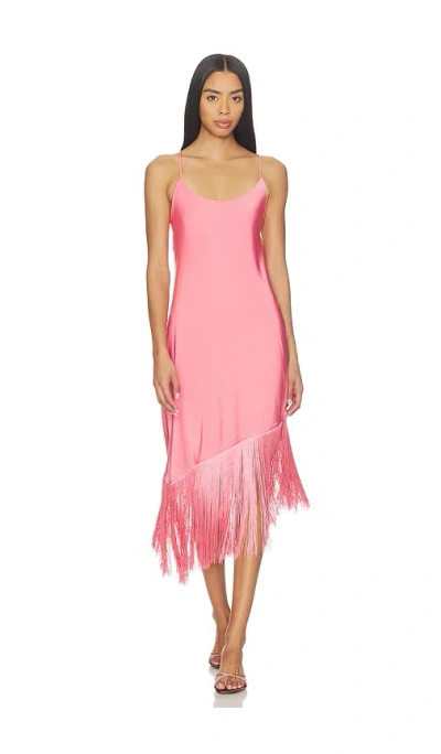 More To Come Natalina Fringe Midi Dress In Pink