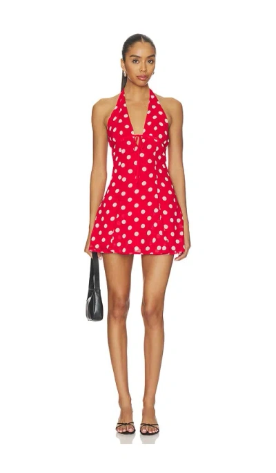 More To Come Olivea Halter Mini Dress In Red