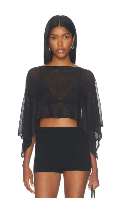 More To Come Orson Knit Poncho In Black