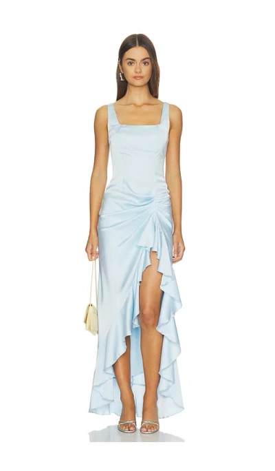 More To Come Phoebe Ruffle Maxi Dress In Blue
