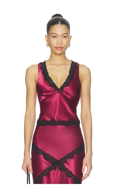 More To Come Priscilla Lace Top In Burgundy