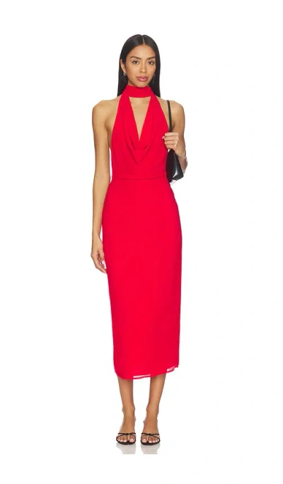 More To Come Ria Halter Midi Dress In Red