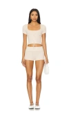 More To Come Ruthie Knit Short Set In Light Oat