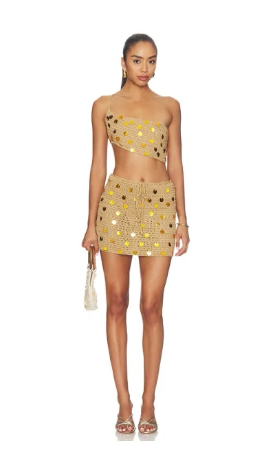 More To Come Shifra Crochet Mini Skirt Set In Multi