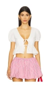 More To Come Shiloh Puff Sleeve Top In 白色
