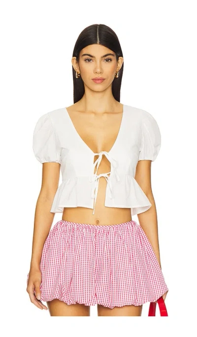 More To Come Shiloh Puff Sleeve Top In 白色