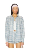 More To Come Thatcher Button Down Top In Blue
